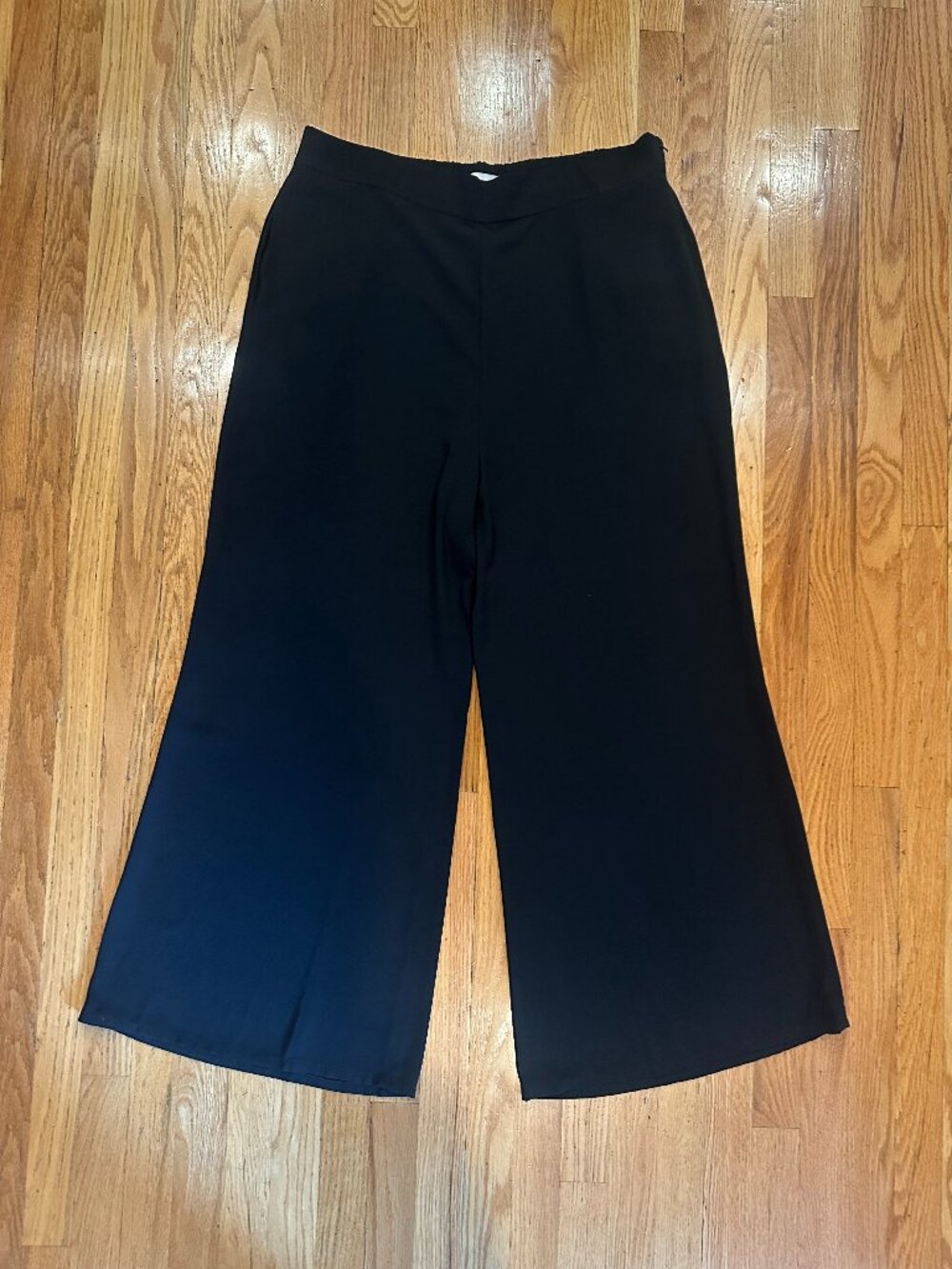 Leith Black Wide-Leg Black Pants, Size XXL